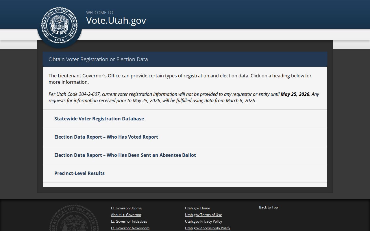 Draper residents directory Utah voter data request