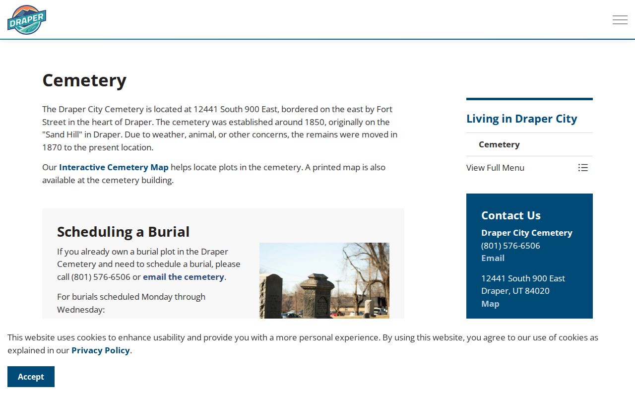 Draper neighbors cemetery map and local records