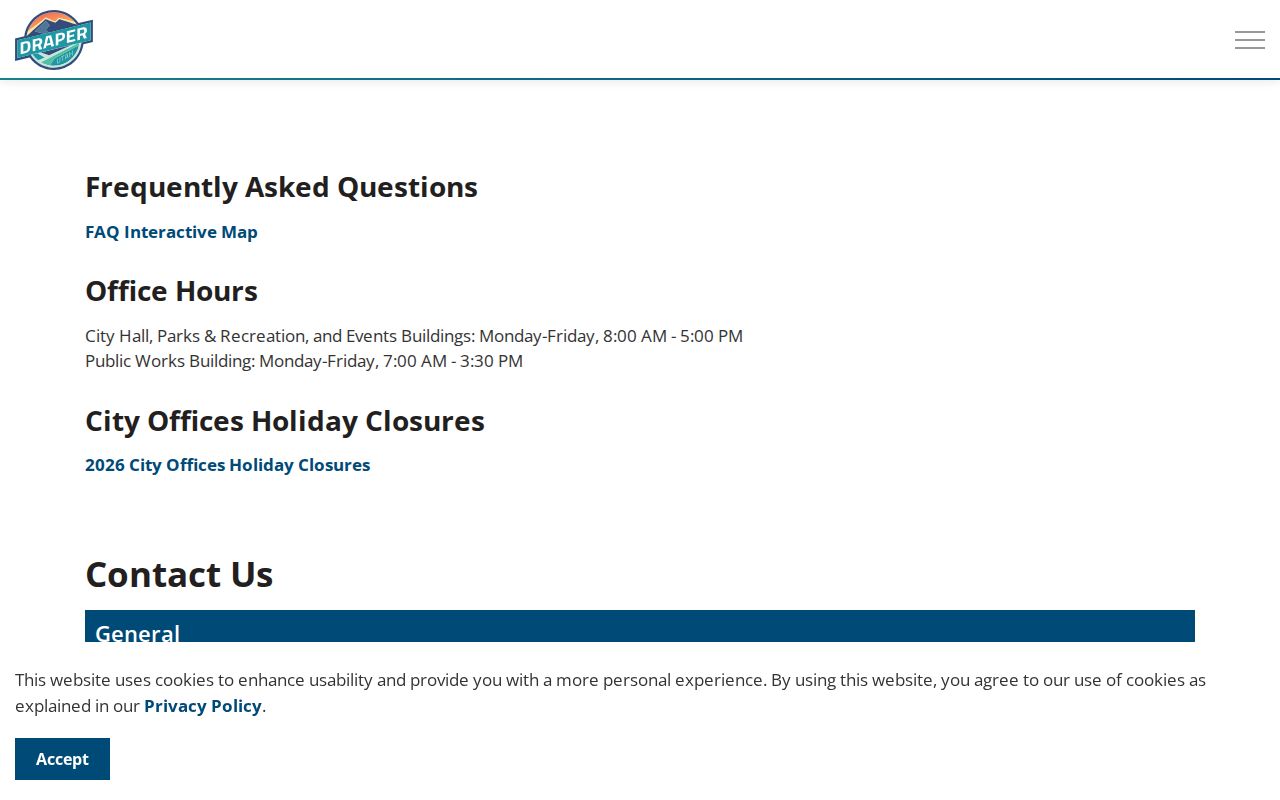 Draper neighbors city contacts directory