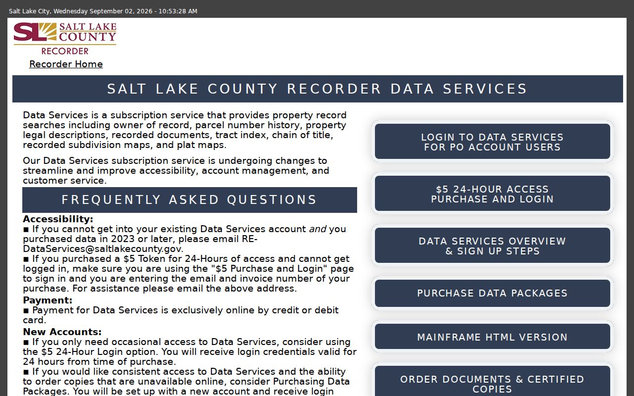 Draper street directory Recorder Data Services access